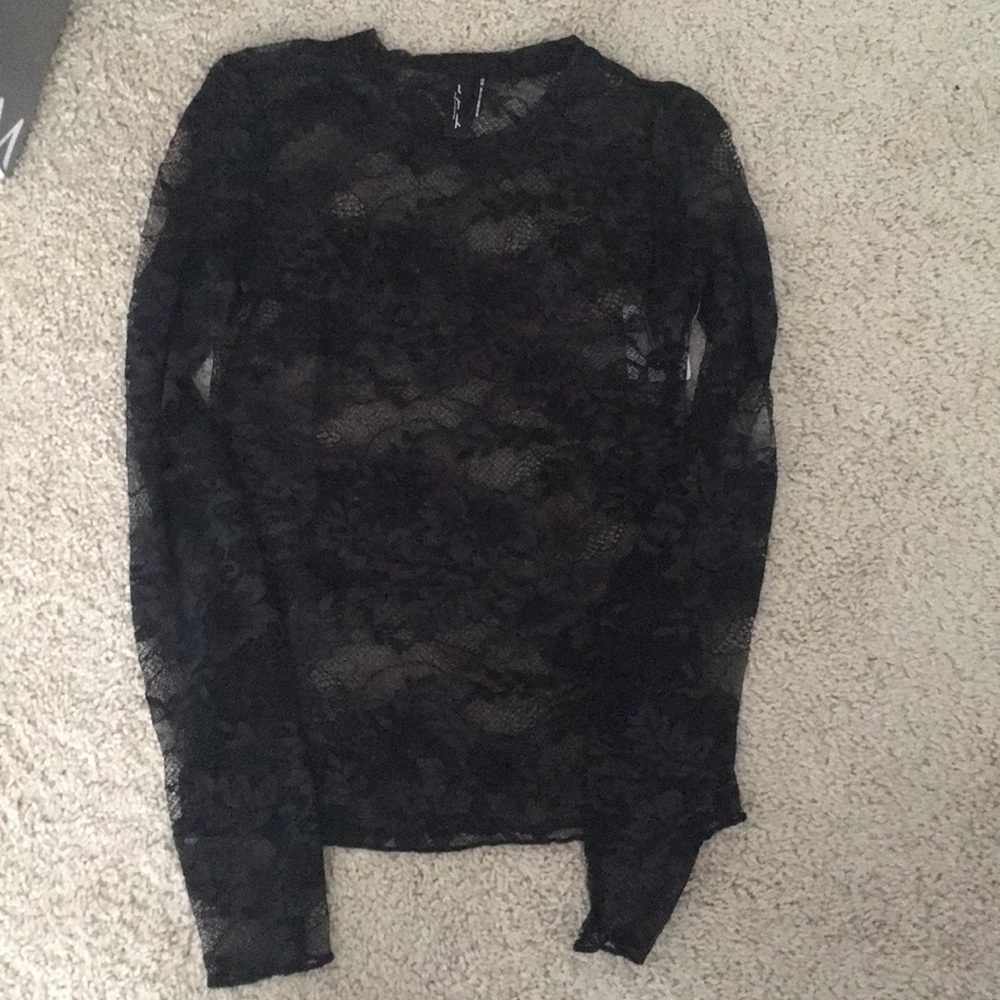 BNWT black sheer lace top